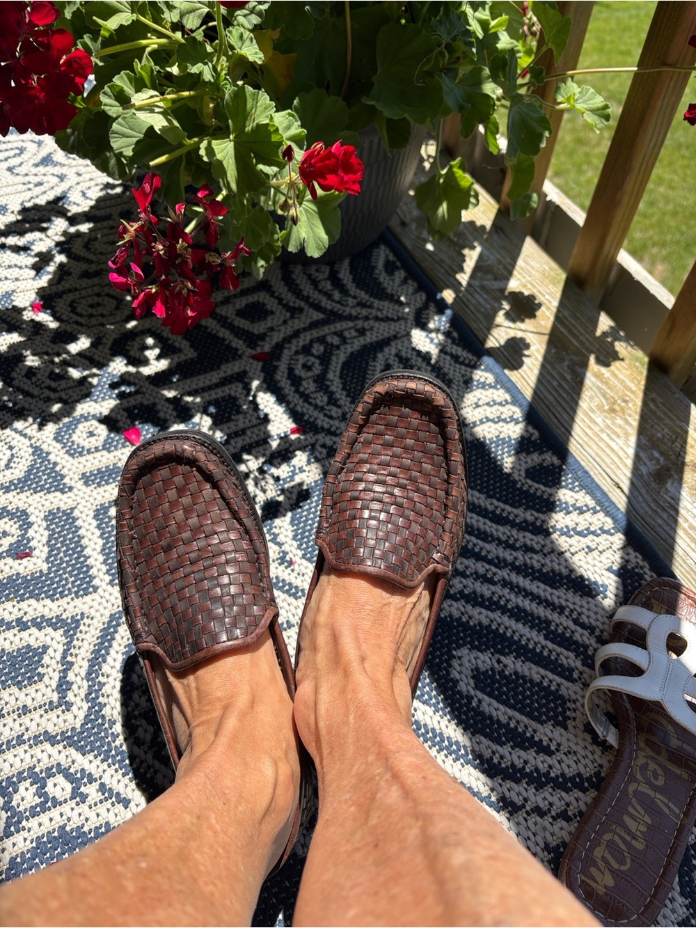 Cole Haan Dark Brown Woven Leather Slip-On Loafers